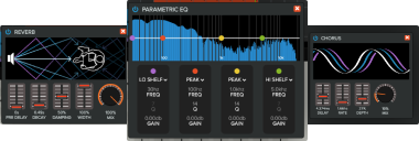 3 YuStudio FX: Reverb, Parametric EQ, Chorus.